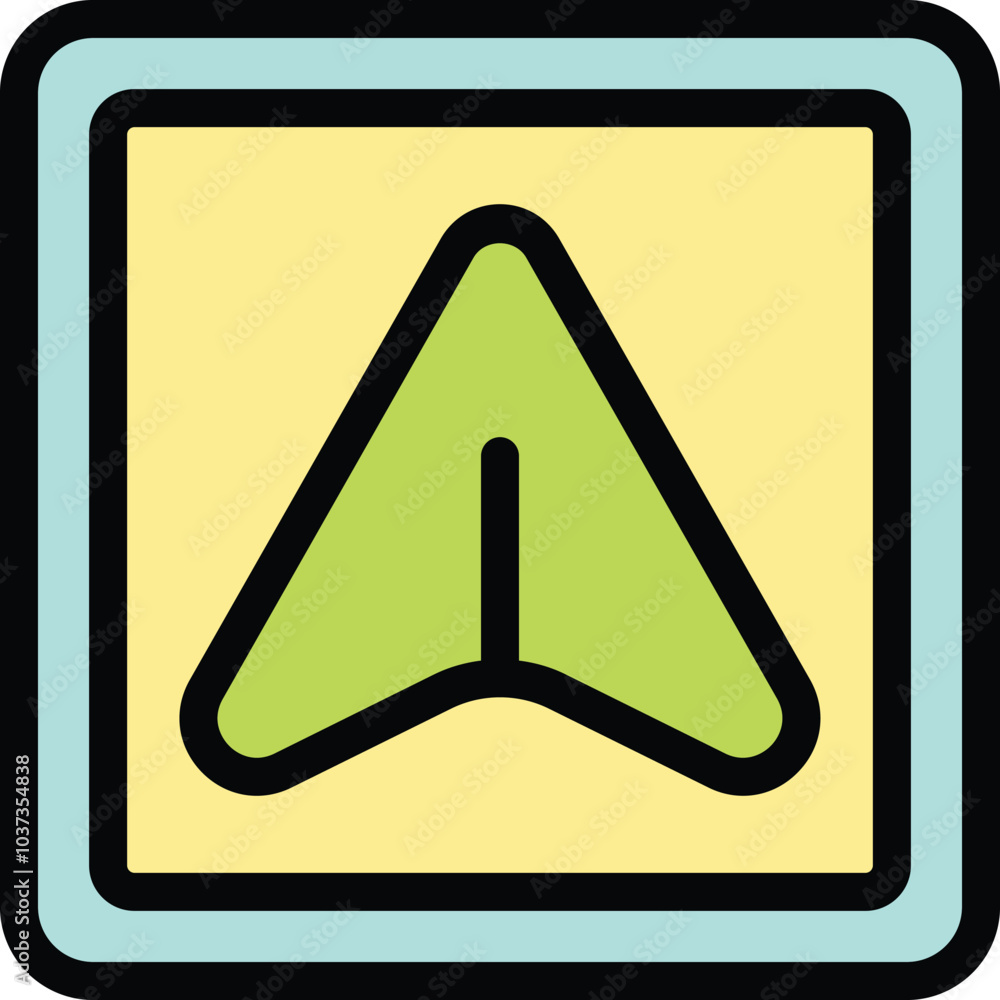 Aufkleber simple icon of a green up arrow pointing upwards, inside a square frame, useful for various concepts