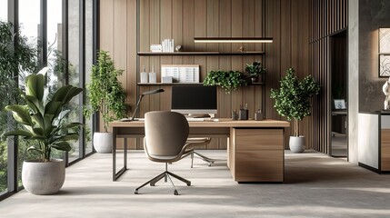 Modern Office Interior with Natural Elements