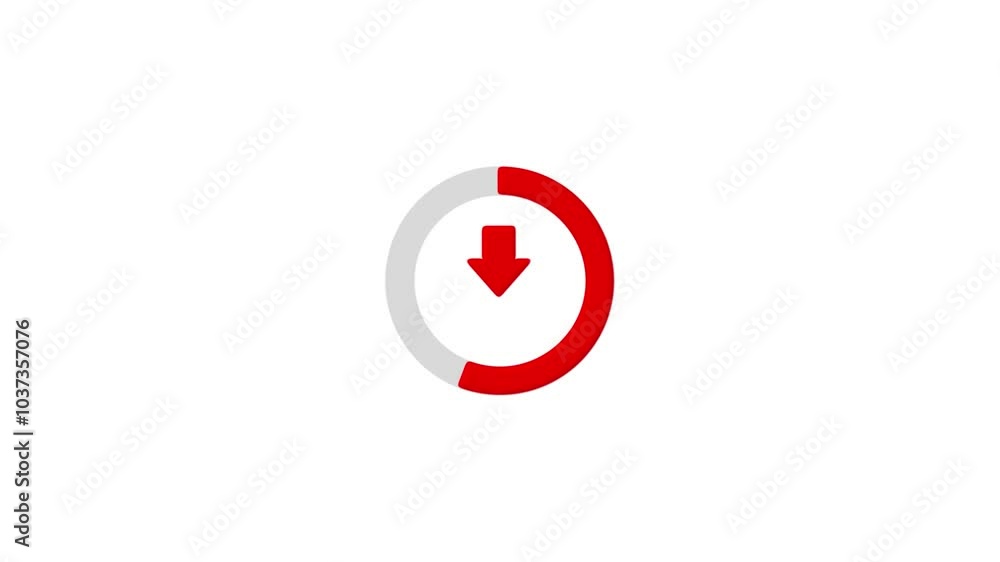 Poster animated download icon with circle on white background. updated and loaded animation.files download 