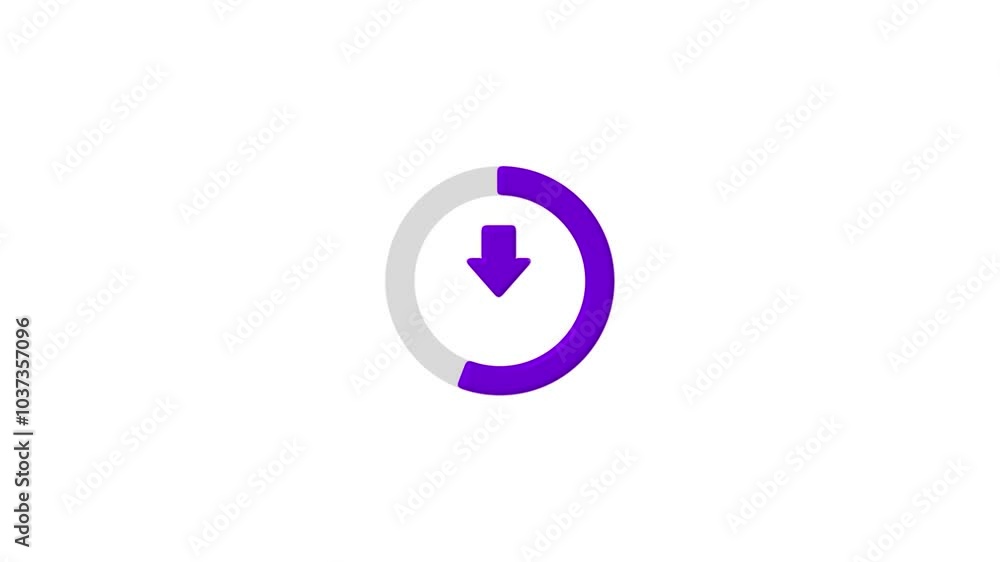 Poster animated download icon with circle on white background. updated and loaded animation.files download 