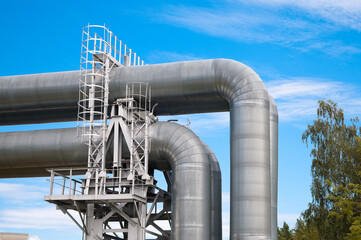 pipeline, blue sky and clouds in the background