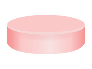 Pink podium isolated on transparent and white background. Product stand for advertising. Vector illustration. Close-up element for design decoration. Pedestal for product for Valentine's Day.