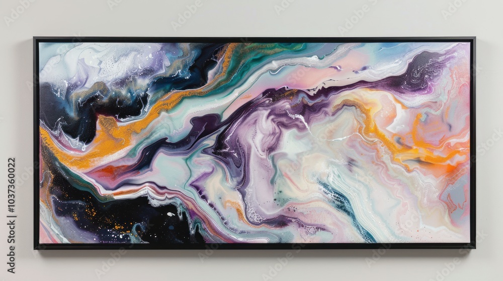 Sticker Abstract Painting with Swirling Colors