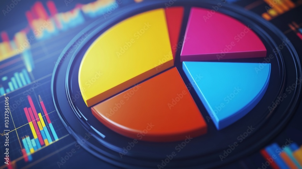Poster colorful pie chart with data visualization elements