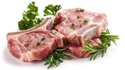 Pork chops isolated on a white background
