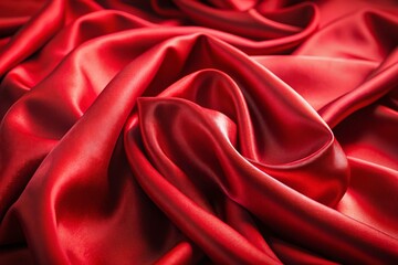 Obraz premium Red Satin Fabric with Soft Folds - Luxurious Texture and Rich Color for Elegant Backgrounds and Fashion Photography