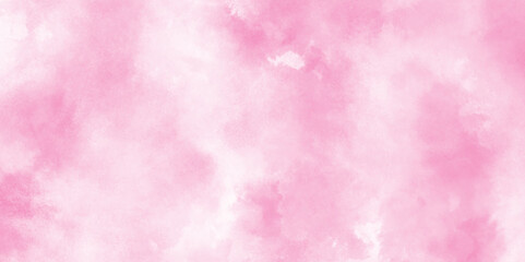 pink cloud sky on art graphics with stains, Soft Pink grunge watercolor paper texture, Romantic Pastel Pink Watercolor Background, pink smoke background with white clouds.