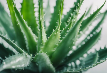 Aloe vera fresh leaves isolated on white background Treatment plant