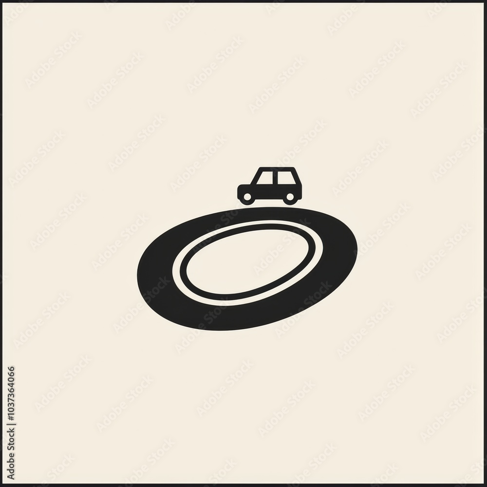 Aufkleber the design features a small car navigating a winding road icon, symbolizing adventure and travel in 