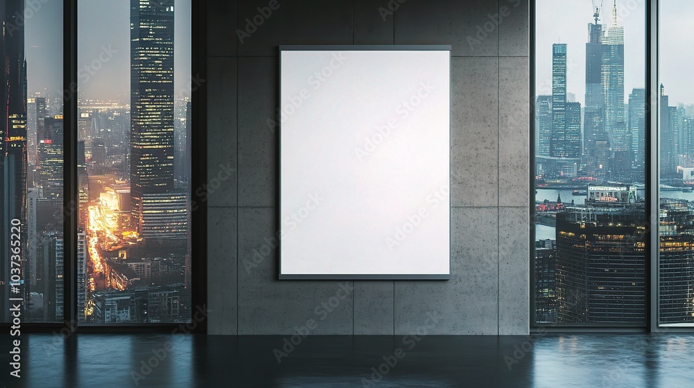 Wall mural Modern Urban Space with Blank Canvas for Art Display