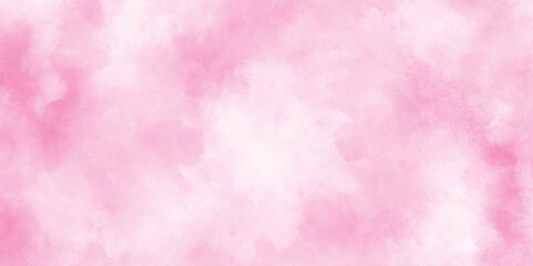 fresh and blurry pink cloud sky on art graphics, creative colorful modern pink paper, Soft and cloudy watercolor stain of pink paint texture, brush painted watercolor abstract painting background.