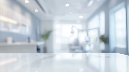 Blurred dental clinic background. Defocused interior of modern dental office.