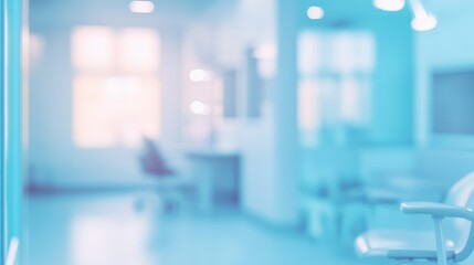Blurred dental clinic background. Defocused interior of modern dental office.