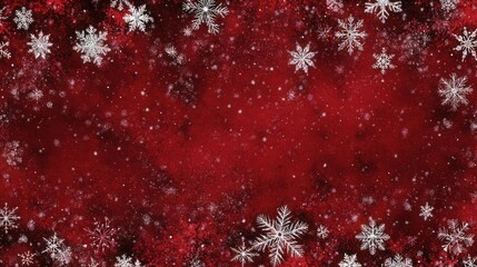 Celebrate the season with a festive red holiday background adorned with snowflakes, perfect for...