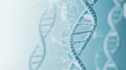 Futuristic dna strands on abstract background highlighting genetic research and biotechnology