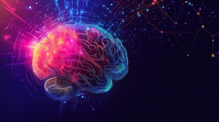 Obraz premium Vibrant Abstract Brain Illustration with Colorful Elements