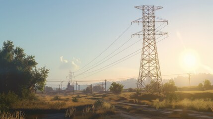 Sunrise with Power Lines