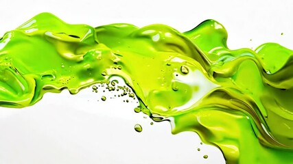 Dripping green slime with blobs on white background, seamless border pattern, radioactive liquid with drops flowing, vertical 4k video. Glowing green liquid dripping down black background - Powered by Adobe