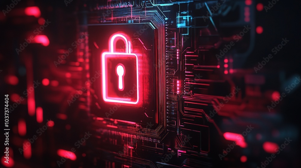 Aufkleber digital security lock on circuit board background