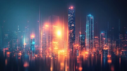 Vibrant Abstract Cityscape at Night