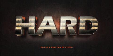 Editable metallic text effect. Hard text effect