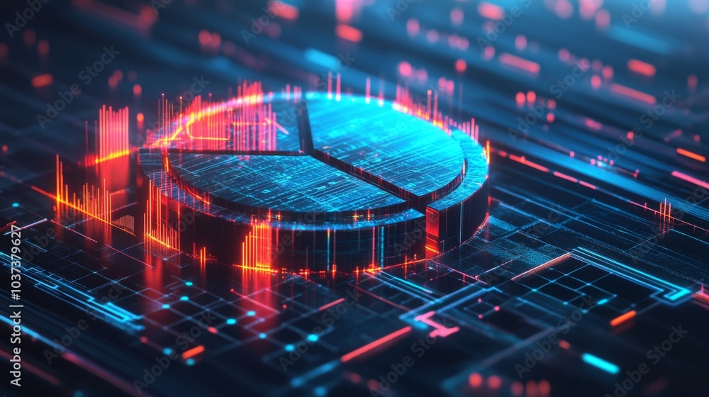 Leinwandbilder futuristic data visualization with chart and graph elements