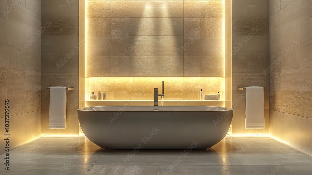 Poster Modern Bathroom with Ambient Lighting and Elegant Design