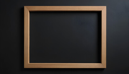 An empty wooden frame set against a black background, offering a sleek and modern look for interior decoration.