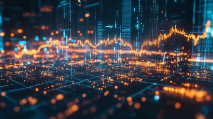 Obraz premium Digital Financial Data Visualization Concept