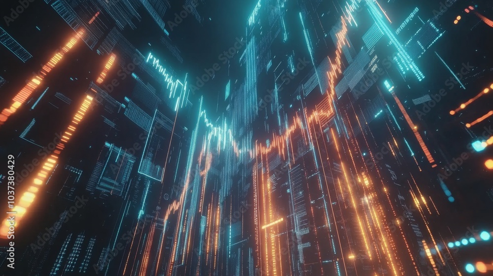 Poster vibrant abstract digital data visualization background