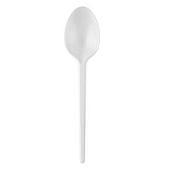 plastic disposable spoon isolated on white background..