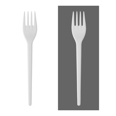 plastic disposable fork isolated on white background..