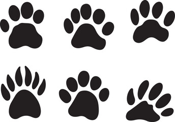 Paw Icon. Paws Icons. Dog, bear, and cat paw prints collection, vector Illustration.