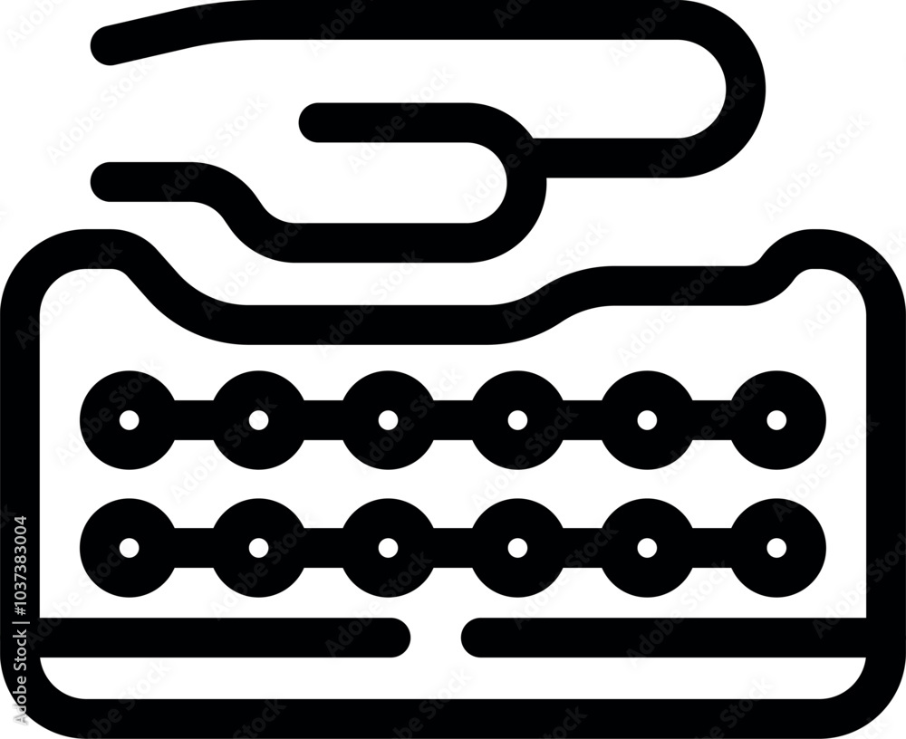Poster black line icon for aligning teeth with the help of an orthodontist and installing braces