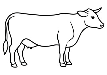 Continuous Line Drawing of a Standing Cow – Minimalist Animal Vector Art