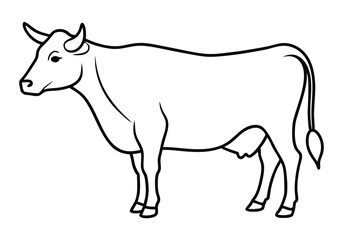 Continuous Line Drawing of a Standing Cow – Minimalist Animal Vector Art