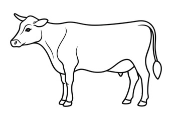 Continuous Line Drawing of a Standing Cow – Minimalist Animal Vector Art