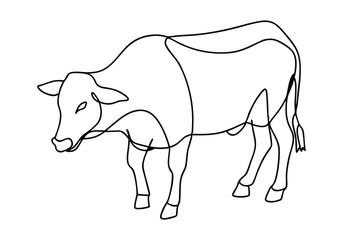 Continuous Line Drawing of a Standing Cow – Minimalist Animal Vector Art