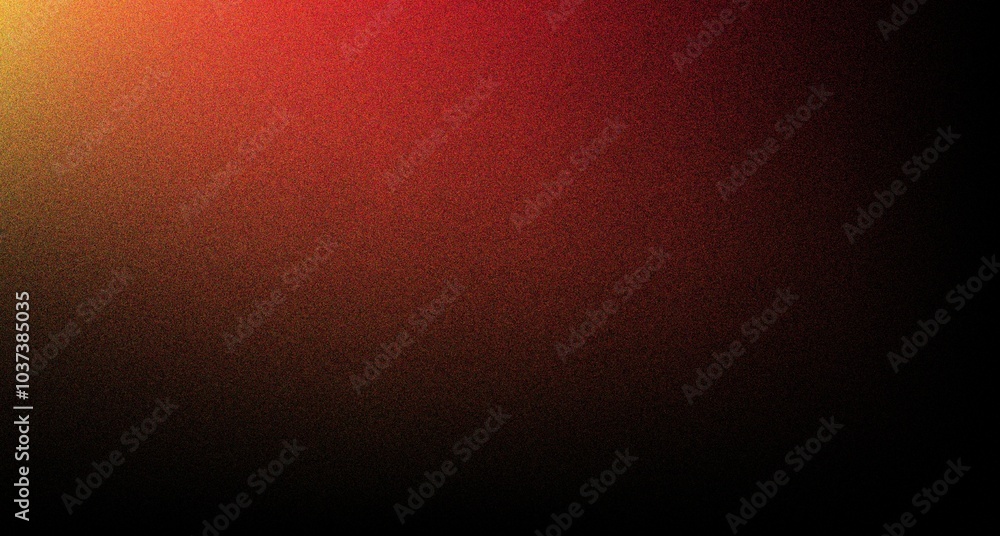 Poster Dark color gradient background, grainy gradient luminous color splash wave, abstract noise texture gradient, orange red on  black wide banner