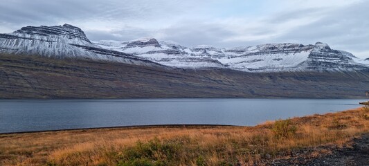 Majestic fjord and mountain landscape on eastern Iceland