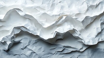 Fototapeta premium a crumpled sheet of white paper with sharp creases, creating a detailed textured background