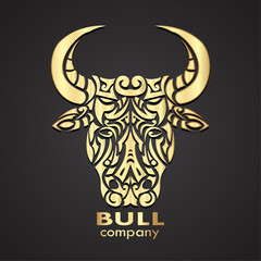 ornamental bull head gold logo