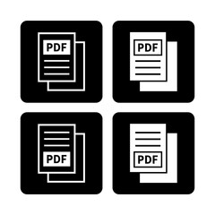 biała ikona pliku PDF na czarnym tle