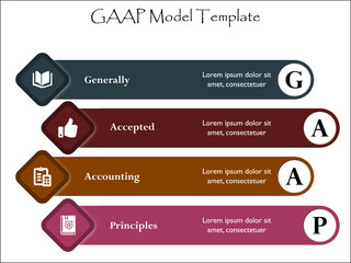 GAAP - Generally Accepted Accounting Principles Acronym. Infographic template with icons and description placeholder