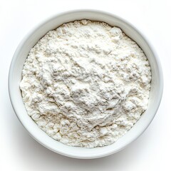 Flour on solid white background. Product presentation