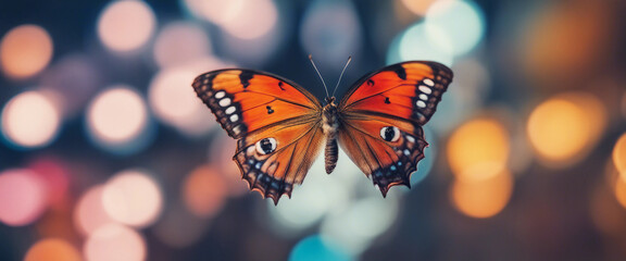 Obraz premium Bright colorful wings of a tropical butterfly close up