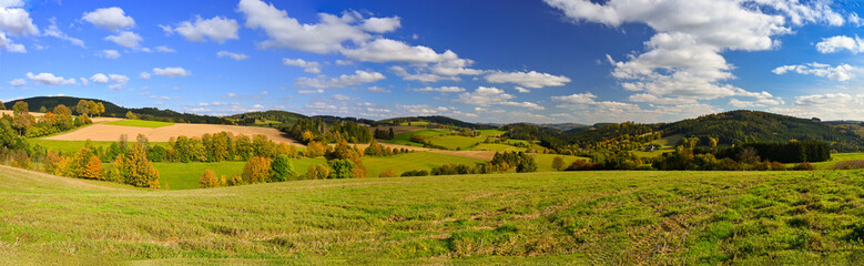 Beautiful autumn landscape with colorful nature in the Czech Republic in autumn time.