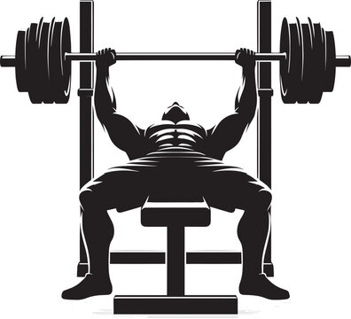 Bench press Gym exercise Silhouette illustration isolated on a white background