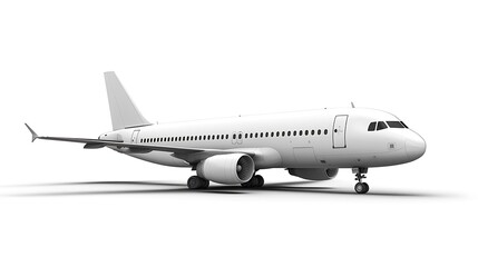 Fototapeta premium Three-dimensional render of a commercial airplane, isolated against a white background with subtle shading