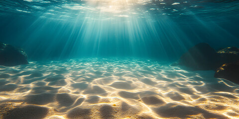 Beautiful lake bottom and seabed, sunlight refracted in the water, mobile phone wallpaper, computer wallpaper